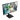 AOC Q27P4U Monitor in Schrägansicht von oben. Das schwarze Display zeigt eine Frau in einem Büro und ruht auf einem stabilen Standfuß.