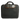 Frontalansicht einer schwarzen Everki Laptoptasche mit Tragegriff und einem mit Notizbuch, Stift und Computermaus bestückten Außenfach.