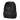 Schrägansicht des schwarzen Everki Business 120 Rucksacks mit schützender, glänzender Regenhülle über dem Gehäuse.