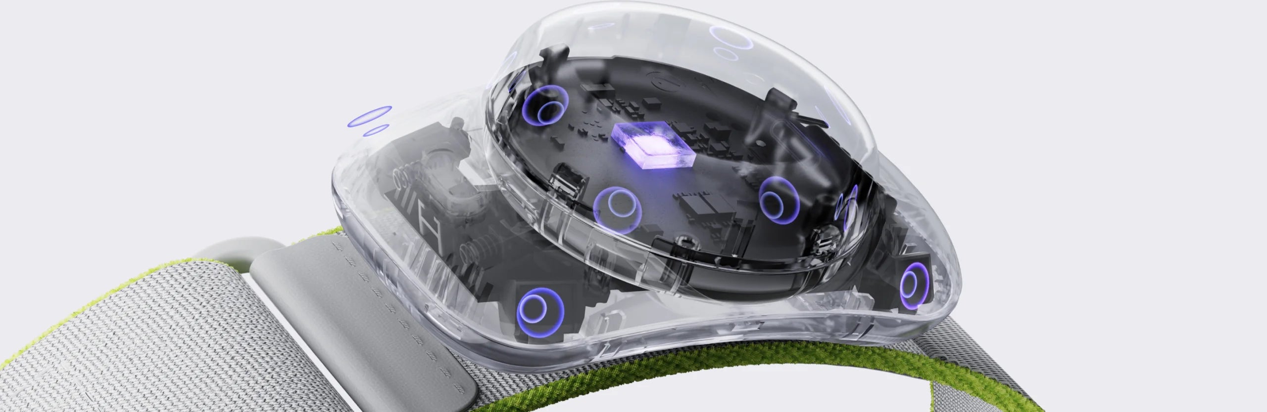Transparentes Gehäuse eines VR-Controllers mit sichtbaren Sensoren und Hauptplatine