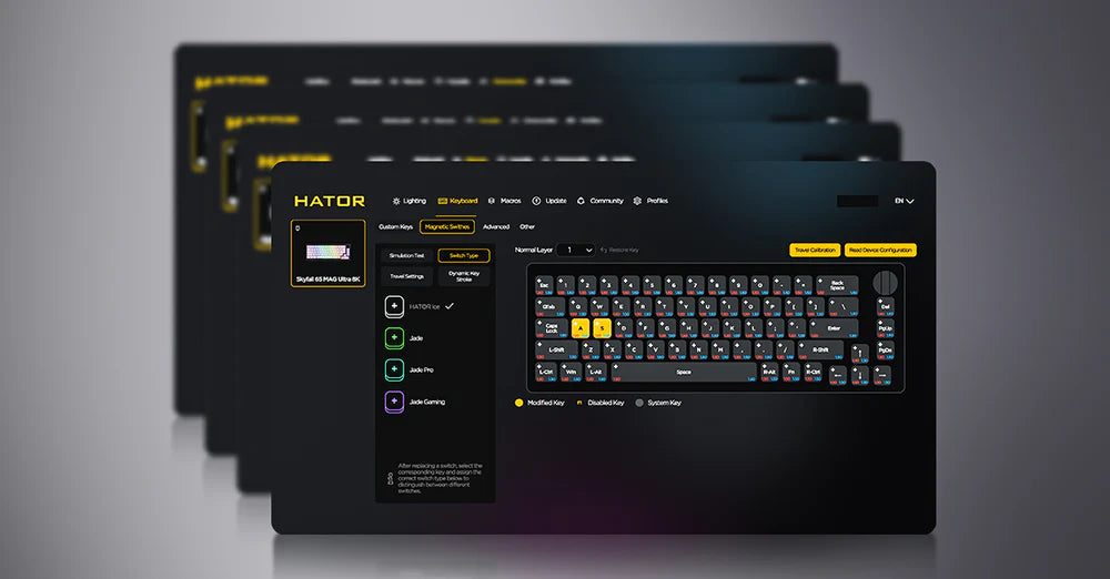 HATOR Software-Oberfläche zur Konfiguration von Gaming-Tastaturen und Makros