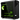 Schräge Frontalansicht des schwarzen XMG STUDIO X - Intel PCs mit Glas-Seitenteil und grün leuchtender RGB-Innenbeleuchtung.