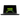 Frontalansicht des geöffneten, schwarzen Laptops XMG EVO 15 (M25) mit eingeschaltetem Display, grünem Logo und Tastatur.