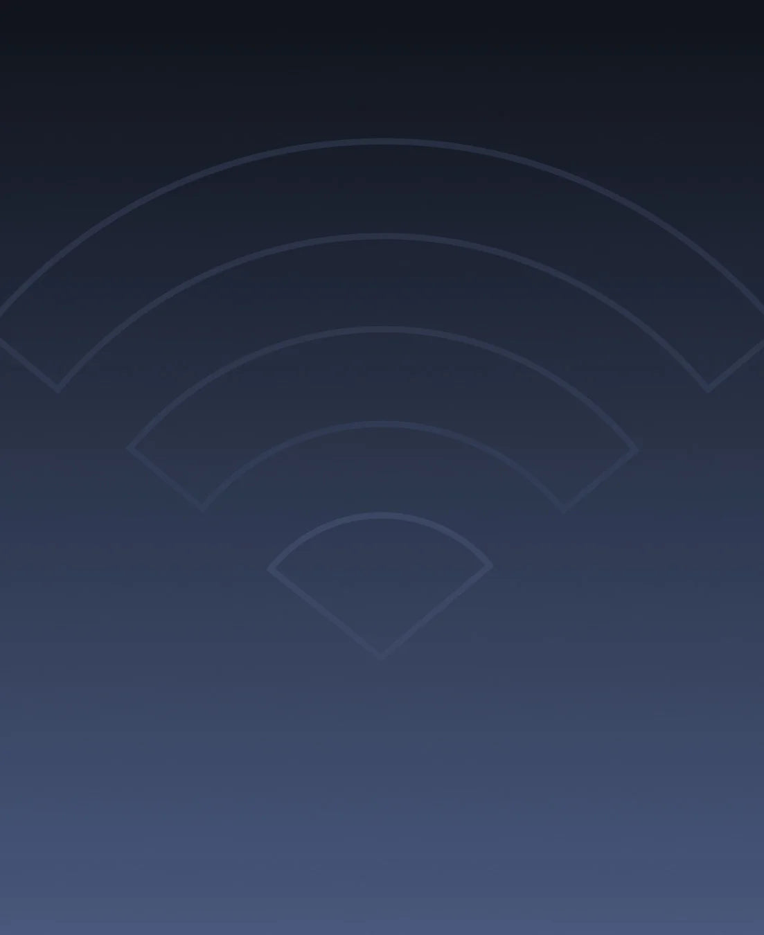 Minimalistischer WLAN-Signal-Icon auf dunklem, blauem Farbverlauf-Hintergrund