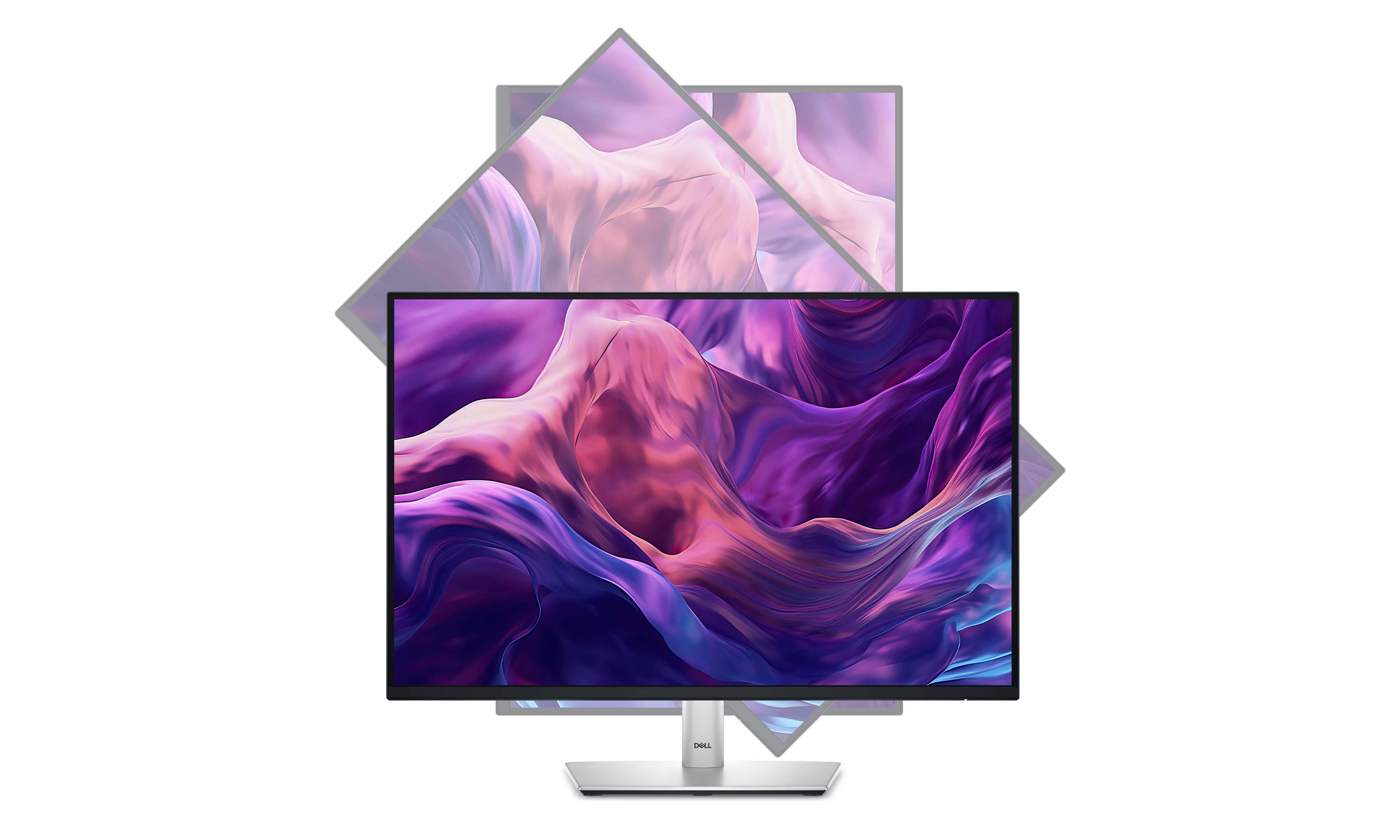 Dell Monitor mit ergonomischem Standfuß und verstellbarem, schwenkbarem Display im Querformat