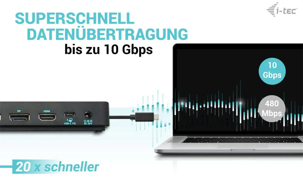 i-tec USB-C Dockingstation mit 10 Gbps Datenübertragung für Laptops