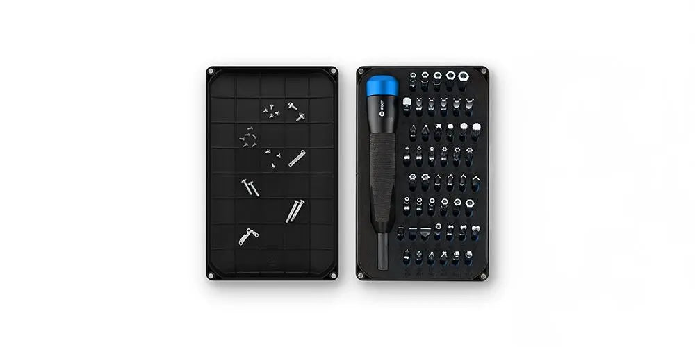 iFixit Werkzeug-Set mit Präzisionsschraubendreher und Bits in schwarzer Aufbewahrungsbox